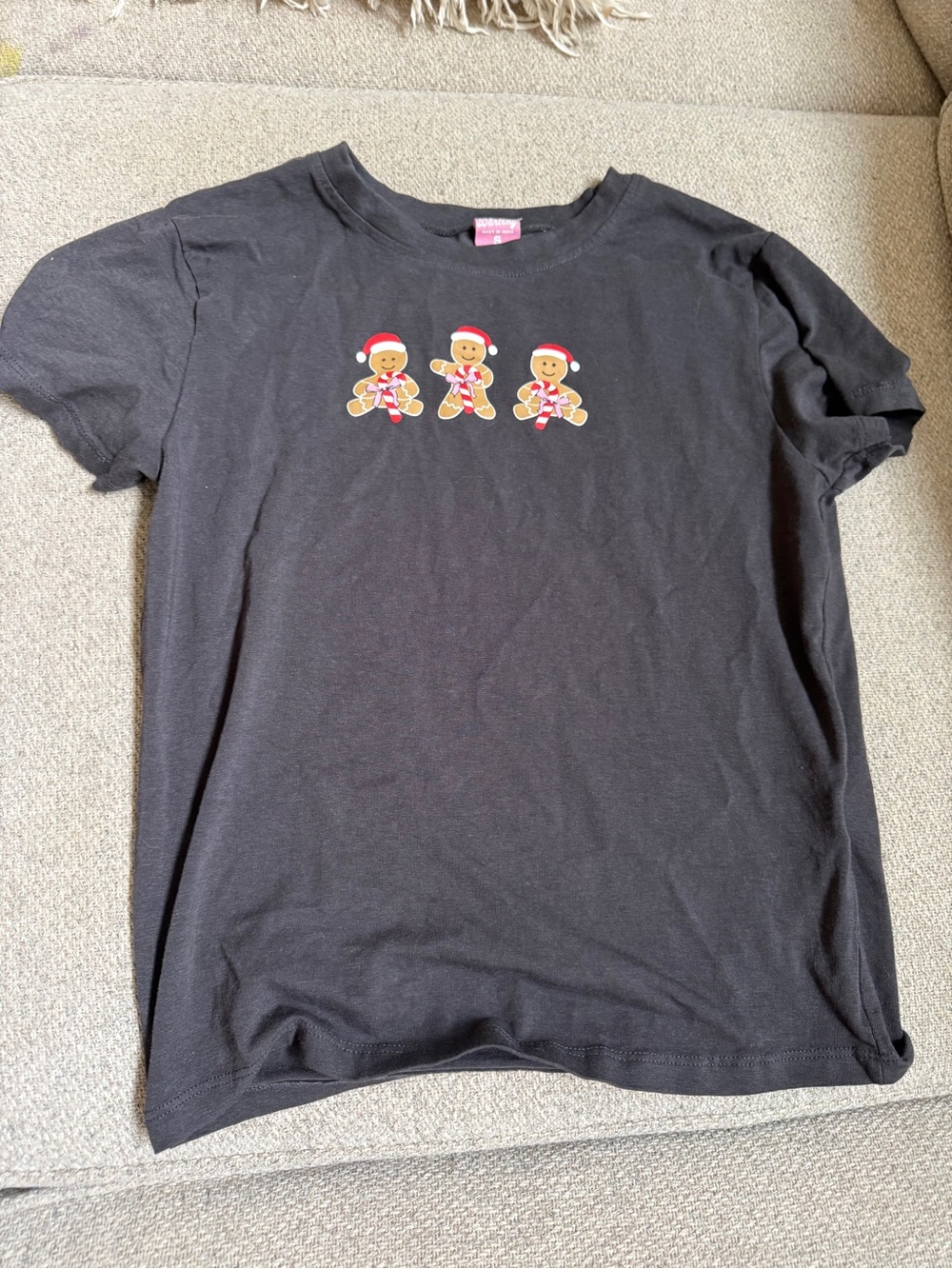 Fitted Black Holiday Gingerbread T-Shirt